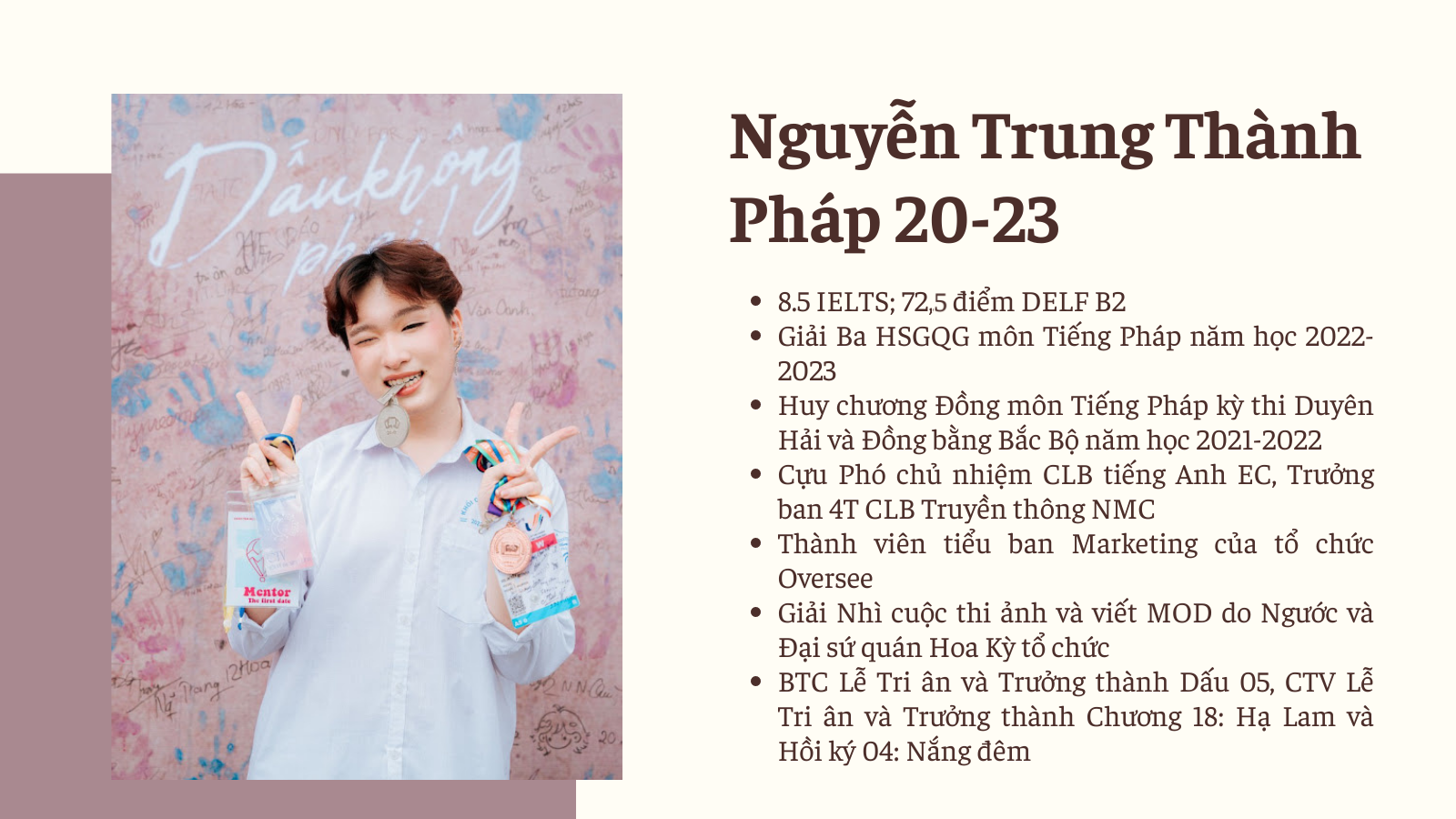 Nguyễn Trung Thành - Chàng trai chuyên Pháp với “profile” thành tích học tập và ngoại khóa ấn tượng